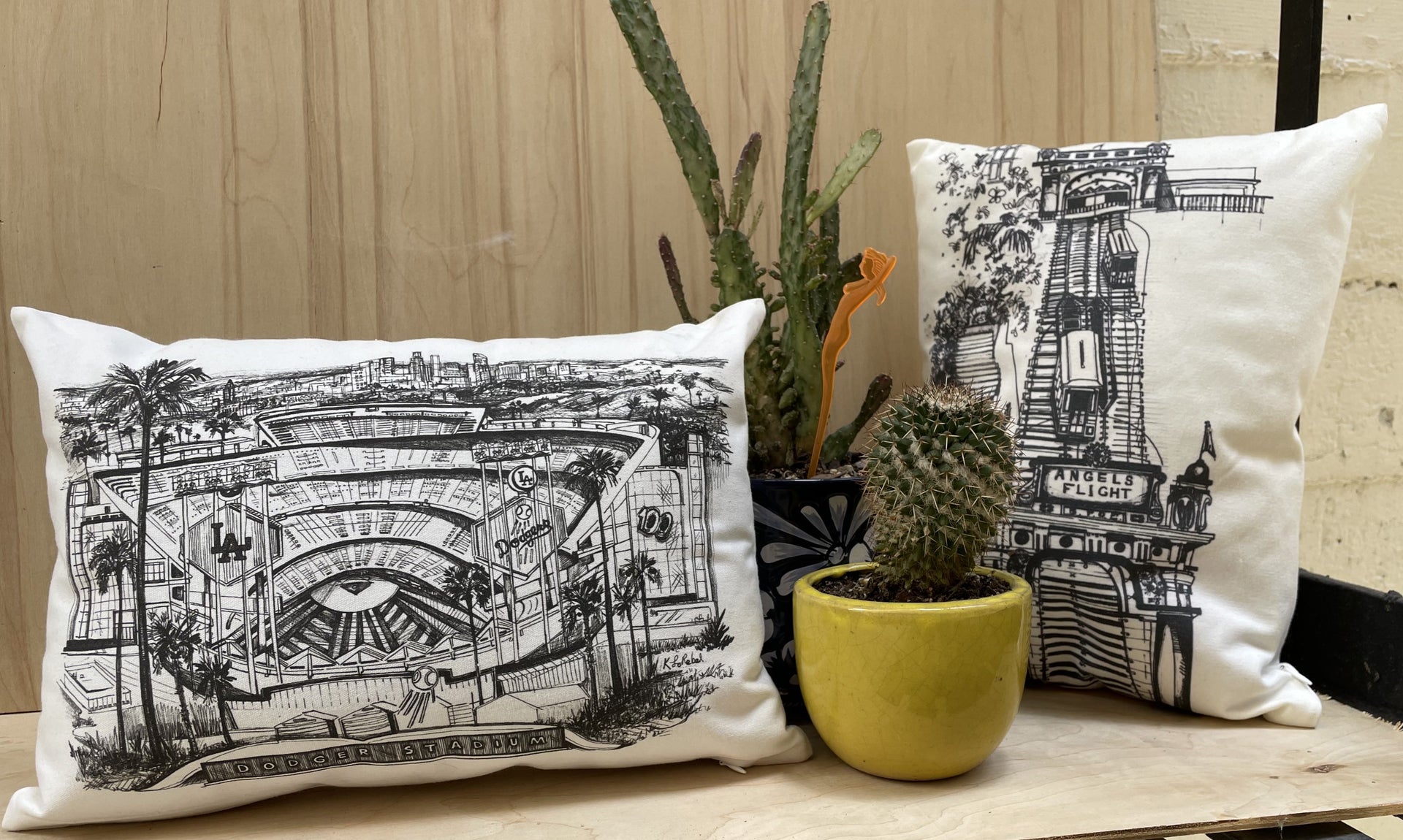 Los Angeles Downtown Skyline Art Accent Pillow