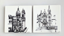 Load image into Gallery viewer, Pittsburgh Church Coaster Set - Immaculate Heart of Mary + Mary of the Mount
