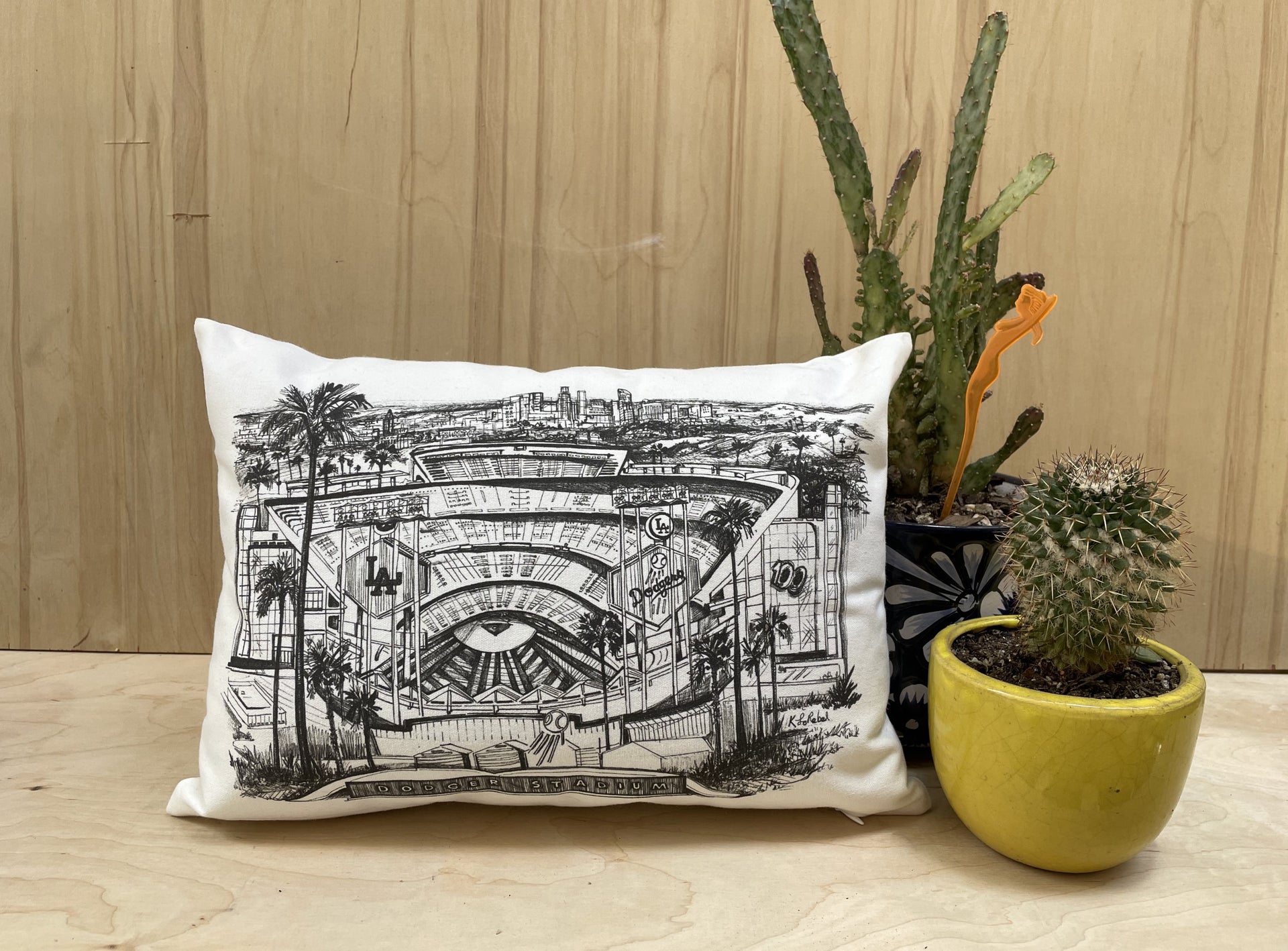 Dodger Stadium Art Accent Pillow