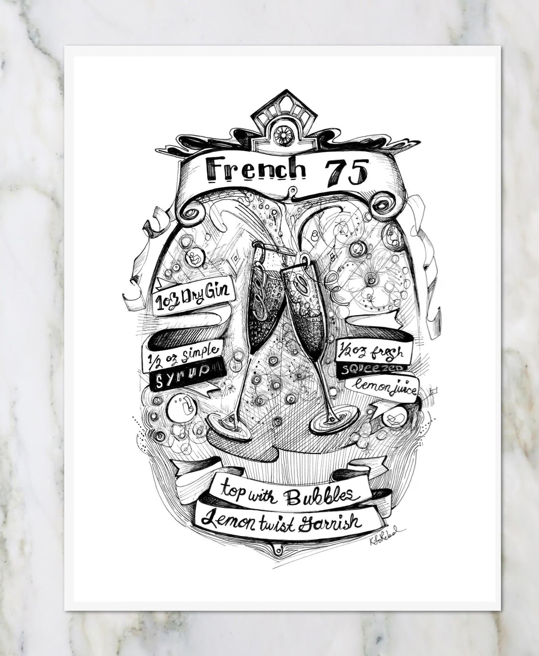 French 75 Cocktail | Art Print