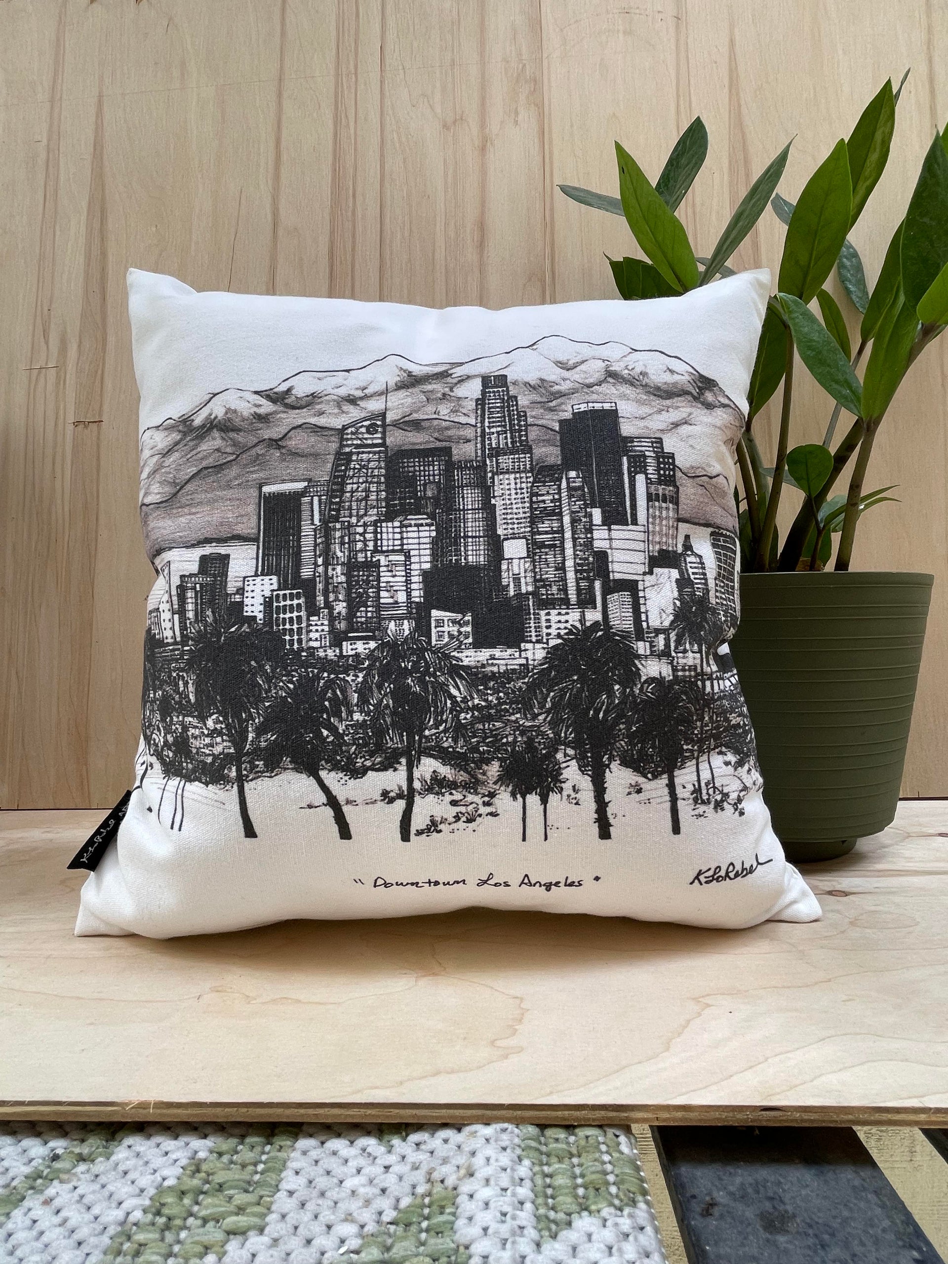 Los Angeles Downtown Skyline Art Accent Pillow