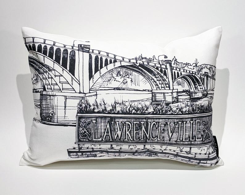 Lawrenceville + 40th Street Bridge Art Accent Pillow