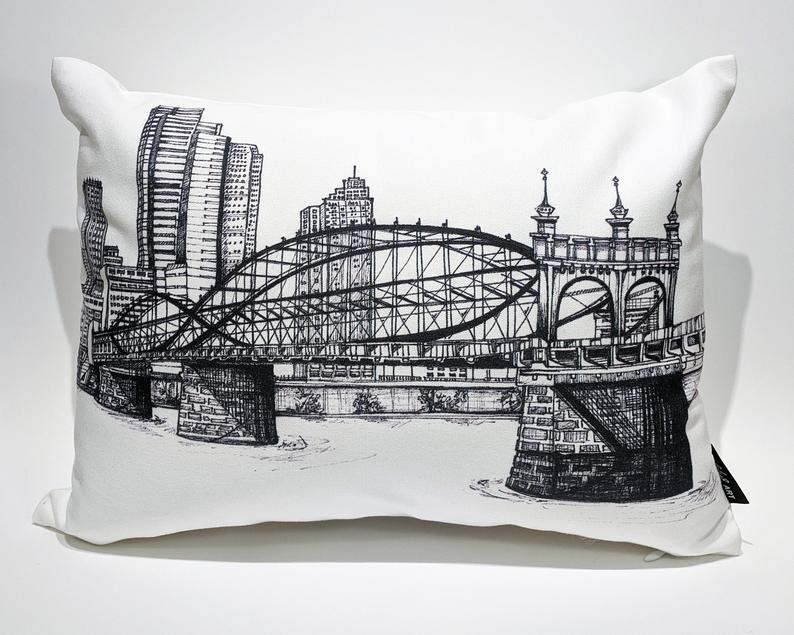 Smithfield Street Bridge Art Accent Pillow