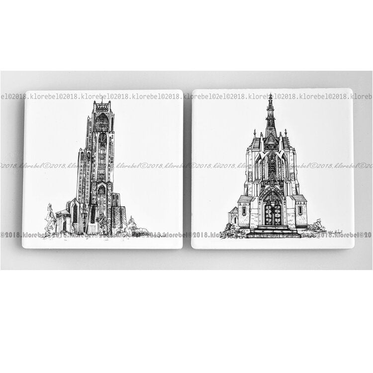 Pitt Coaster Set - Cathedral of Learning + Heinz Chapel